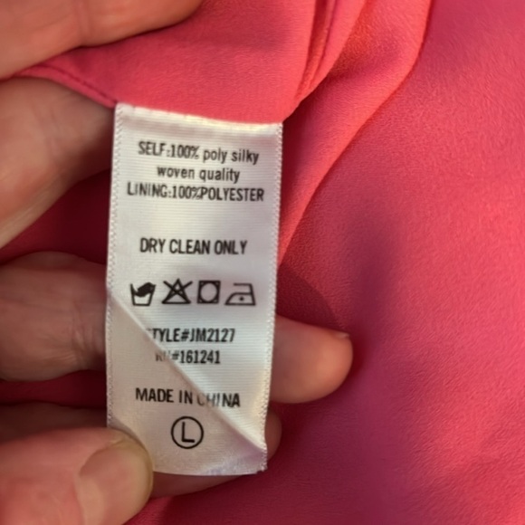 J. Marie Ella Pink Orange Tiered Flutter Sleeve Dress Size Large - Picture 6 of 6